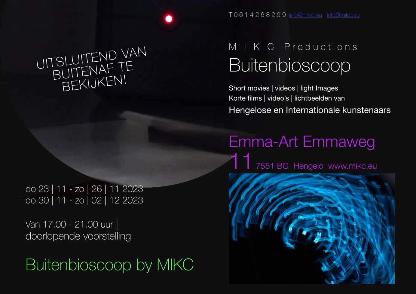 Einladungskarte zum Open-Air-Kino  im Emma-Art Emmaweg 11, 7551BG Hengelo NL